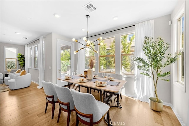 10 Veraz Rd, Rancho Mission Viejo, CA 92694 - dining space with a chandelier, light wood-type flooring, baseboards, and recessed lighting