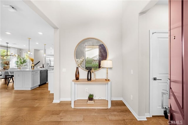 10 Veraz Rd, Rancho Mission Viejo, CA 92694 - entryway with recessed lighting, light wood-type flooring, and baseboards