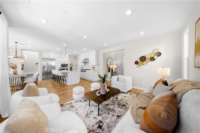 10 Veraz Rd, Rancho Mission Viejo, CA 92694 - living room featuring light wood-style flooring, recessed lighting, and baseboards