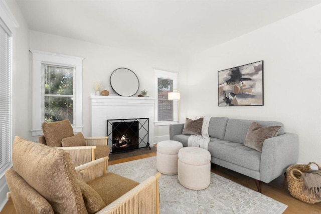 3536 Park Villa, San Diego, CA 92104 - living area with wood finished floors and a fireplace with flush hearth