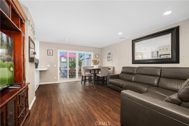 9 Northgrove Unit 11, Irvine, CA 92604 - living area featuring dark wood-type flooring, baseboards, and recessed lighting