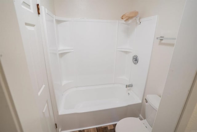 6860 Panamint Row Unit 2, San Diego, CA 92139 - full bathroom with toilet, wood finished floors, and shower / bathtub combination