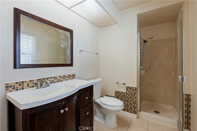 14889 Hartford Ln, Helendale, CA 92342 - full bath featuring a shower stall, tile patterned flooring, toilet, and vanity