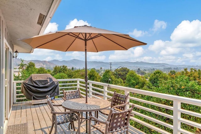 1055 Via Lomita, Escondido, CA 92027 - wooden terrace featuring grilling area and a mountain view