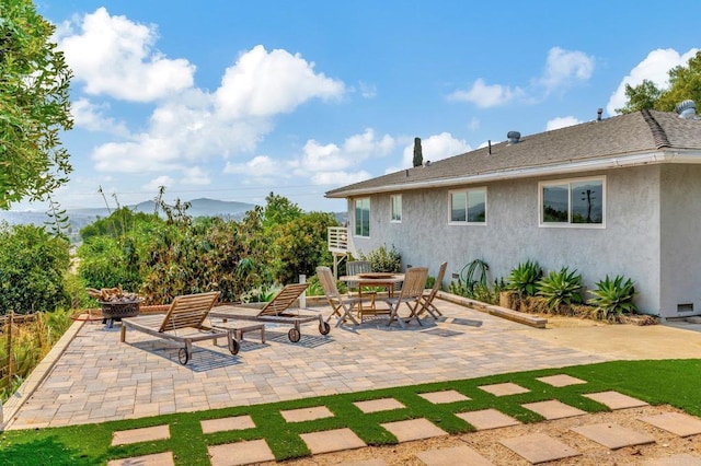 1055 Via Lomita, Escondido, CA 92027 - view of patio / terrace with a fire pit and outdoor dining space