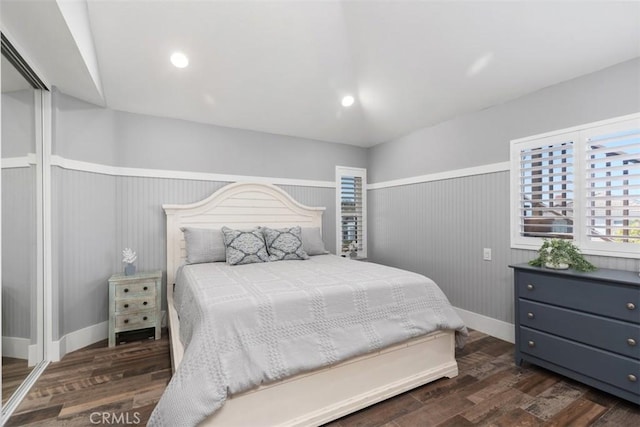 620 Via Umbroso, San Clemente, CA 92672 - bedroom with dark wood finished floors, a wainscoted wall, and baseboards