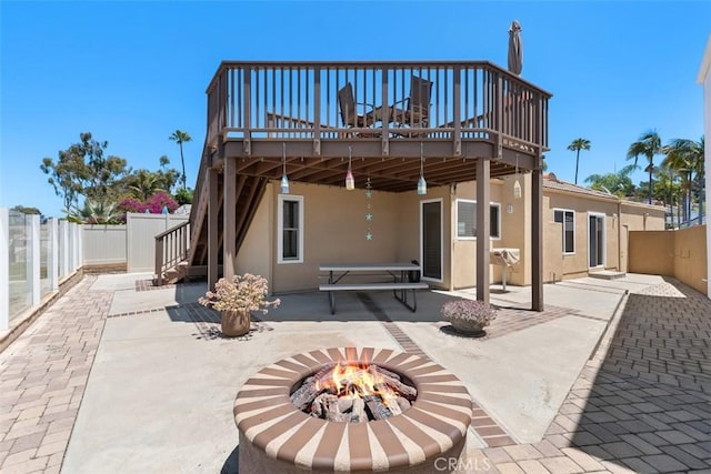 620 Via Umbroso, San Clemente, CA 92672 - back of house with stucco siding, a deck, a patio, and a fenced backyard