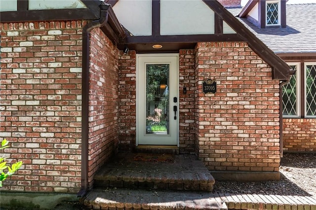 37095 Oak View Rd, Yucaipa, CA 92399 - property entrance with brick siding and roof with shingles