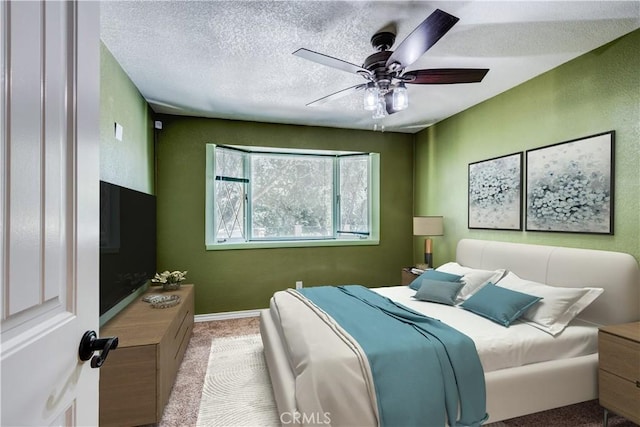 37095 Oak View Rd, Yucaipa, CA 92399 - carpeted bedroom featuring ceiling fan and a textured ceiling