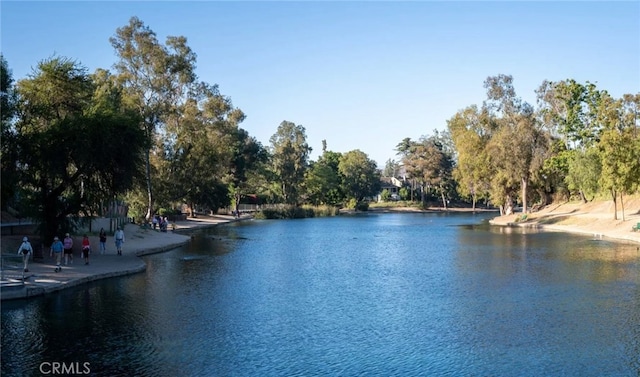 water view featuring a tree filled landscape