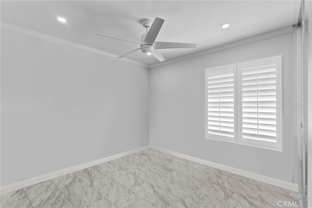 25536 Old Course Way, Valencia, CA 91355 - spare room with ceiling fan, crown molding, and recessed lighting