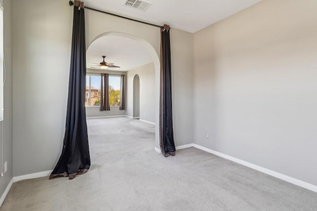 31332 Bluebeech Ct, Temecula, CA 92592 - carpeted spare room with arched walkways and ceiling fan