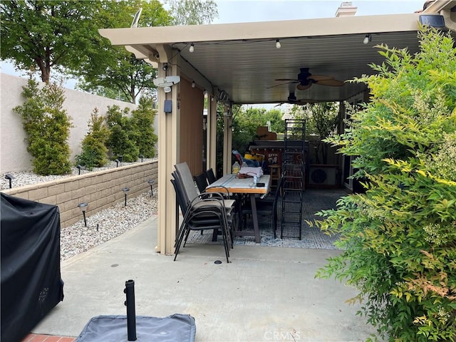 1321 Cypress Point Dr, Banning, CA 92220 - view of patio / terrace featuring ceiling fan and outdoor dining area