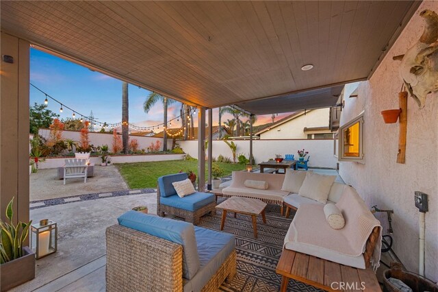 3388 Tonopah St, Oceanside, CA 92054 - view of patio / terrace with an outdoor hangout area and a fenced backyard