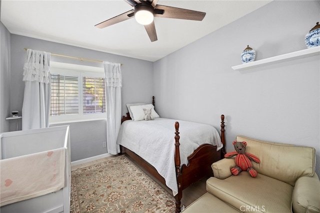 3388 Tonopah St, Oceanside, CA 92054 - bedroom featuring wood finished floors, a ceiling fan, and baseboards