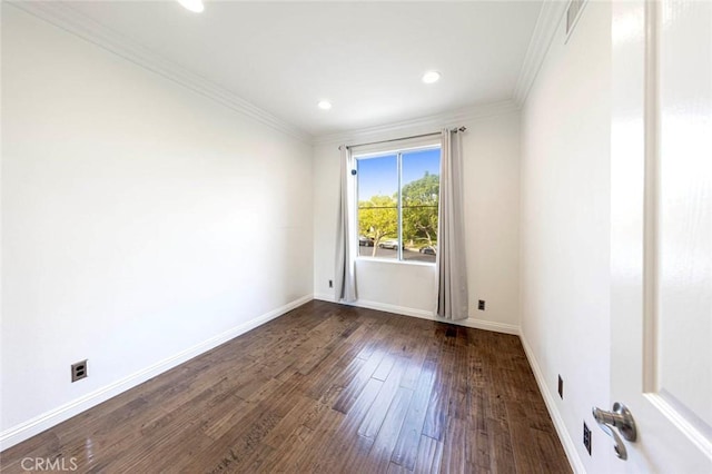 127 Lessay, Newport Coast, CA 92657 - unfurnished room with wood finished floors, ornamental molding, baseboards, and recessed lighting