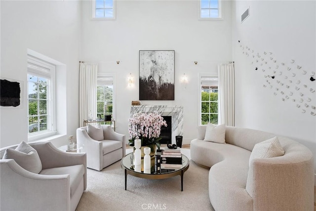 4177 Prado De Los Pajaros, Calabasas, CA 91302 - living area with a towering ceiling and a high end fireplace