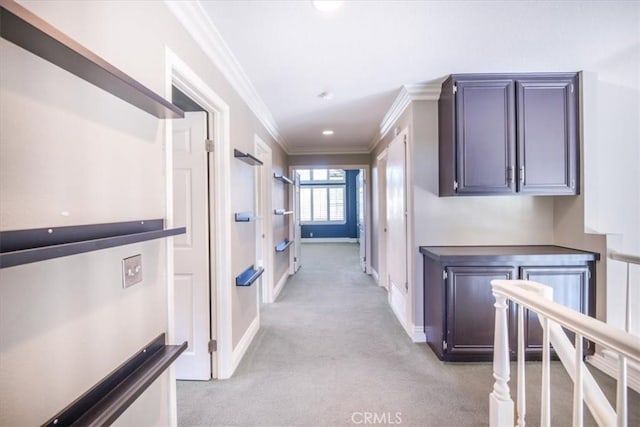 16 Vistamar Dr, Laguna Niguel, CA 92677 - hall with ornamental molding, light carpet, and recessed lighting