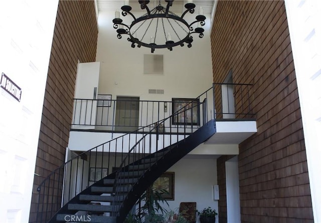28691 Via Las Flores Unit 326, Murrieta, CA 92563 - stairway with a towering ceiling