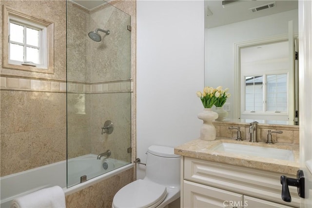 110 Via Orvieto, Newport Beach, CA 92663 - bathroom featuring toilet, vanity, and combined bath / shower with glass door