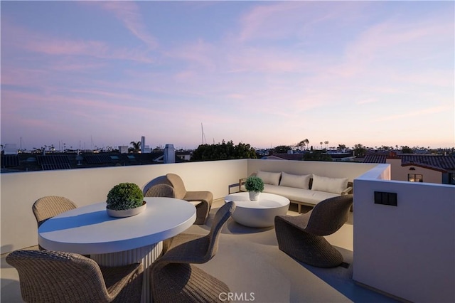 110 Via Orvieto, Newport Beach, CA 92663 - patio terrace at dusk featuring an outdoor living space