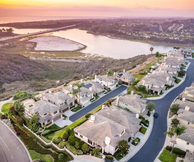 1808 Amalfi Dr, Encinitas, CA 92024 - aerial view at dusk of a water view and a residential view