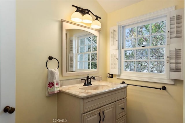 4225 Myrtle Ave, Long Beach, CA 90807 - bathroom with vanity and vaulted ceiling