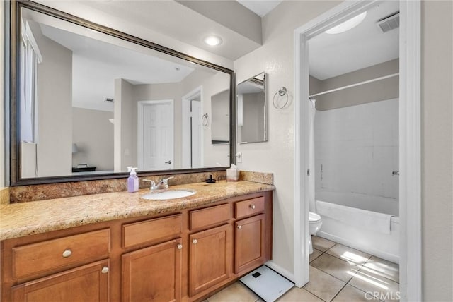 1980 Las Colinas Cir Unit 301, Corona, CA 92879 - bathroom with tile patterned floors, vanity, and shower / bathtub combination with curtain