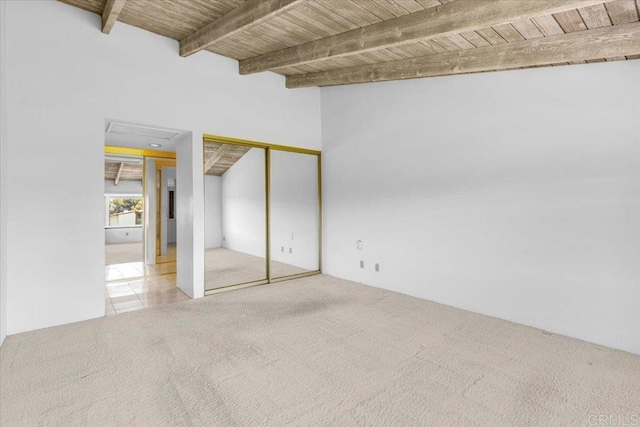 2117 Vista Entrada, Newport Beach, CA 92660 - unfurnished bedroom featuring carpet and wooden ceiling with exposed beams