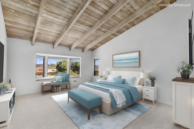 2117 Vista Entrada, Newport Beach, CA 92660 - bedroom featuring wooden ceiling and light colored carpet