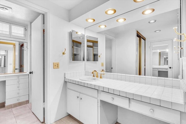 2117 Vista Entrada, Newport Beach, CA 92660 - bathroom with vanity, tile patterned floors, and recessed lighting