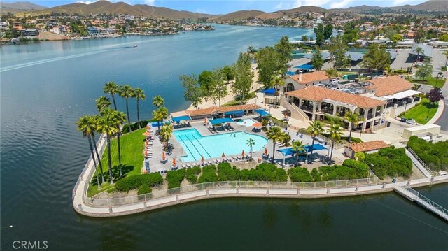 22244 Treasure Island Dr Unit 5, Canyon Lake, CA 92587 - aerial view of a water and mountain view and a pool area