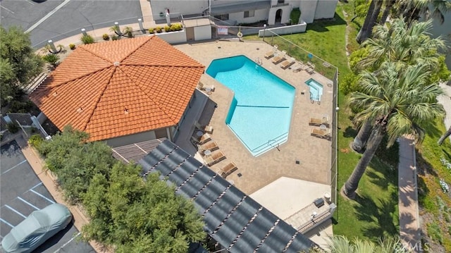 22244 Treasure Island Dr Unit 5, Canyon Lake, CA 92587 - view from above of property featuring a pool area