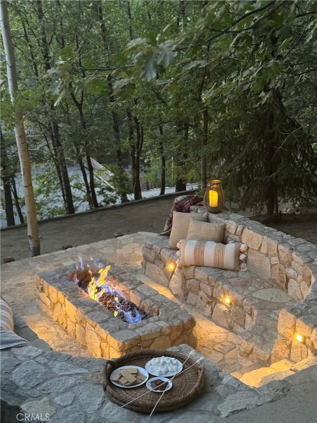 28537 N Shore Rd, Lake Arrowhead, CA 92352 - view of patio with a fire pit