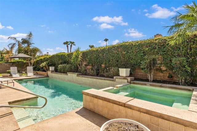 75929 Camino Cielo, Indian Wells, CA 92210 - view of swimming pool with an in-ground hot tub, a patio, and a fenced backyard