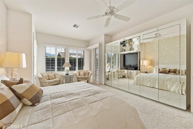 75929 Camino Cielo, Indian Wells, CA 92210 - carpeted bedroom with two closets and ceiling fan