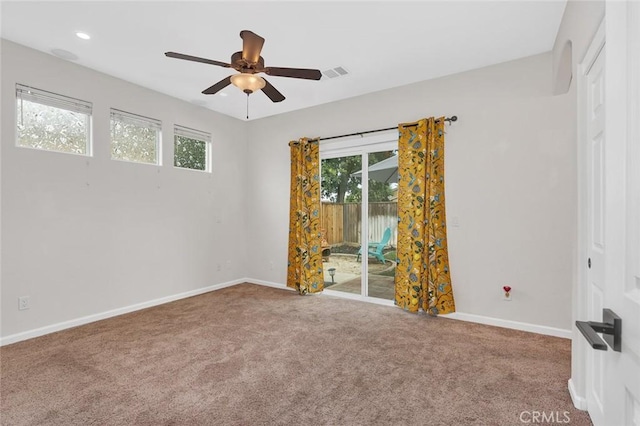 3008 La Vina Cir, Los Banos, CA 93635 - unfurnished room featuring carpet, ceiling fan, baseboards, and recessed lighting