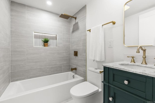 6802 Maury Dr, San Diego, CA 92119 - full bathroom with toilet, vanity, and bathing tub / shower combination