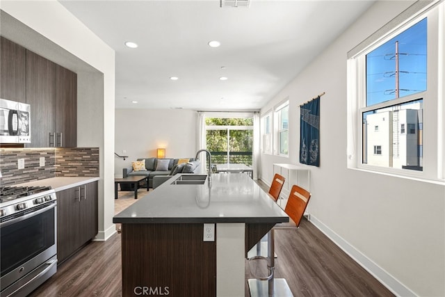 2753 Waverly Dr Unit 304, Los Angeles, CA 90039 - kitchen featuring a sink, stainless steel appliances, modern cabinets, dark wood-style flooring, and recessed lighting