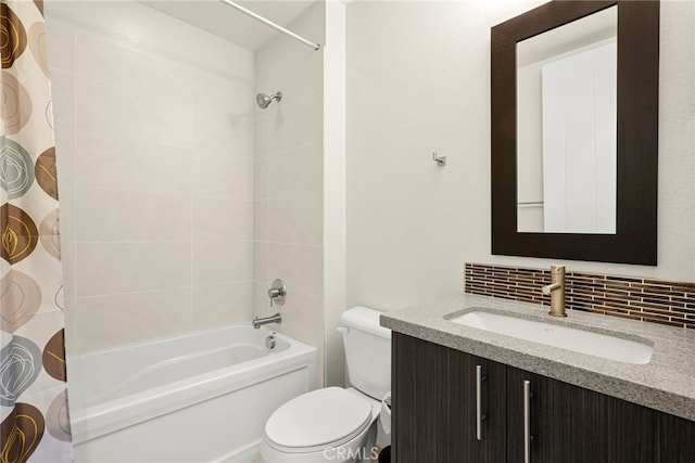 2753 Waverly Dr Unit 304, Los Angeles, CA 90039 - bathroom with tasteful backsplash, toilet, shower / bath combo, and vanity