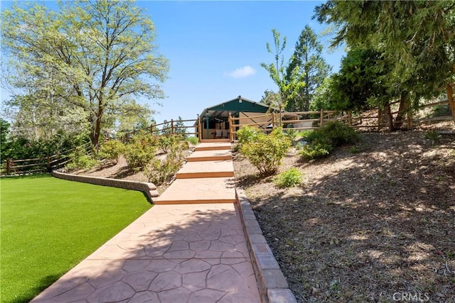 26061 Augusta Dr, Lake Arrowhead, CA 92391 - view of yard featuring a patio