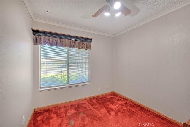 1244 N Albright Ave, Upland, CA 91786 - spare room featuring ceiling fan, crown molding, carpet floors, baseboards, and a textured ceiling