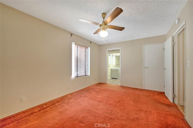 1244 N Albright Ave, Upland, CA 91786 - unfurnished bedroom featuring carpet, a textured ceiling, connected bathroom, and a ceiling fan