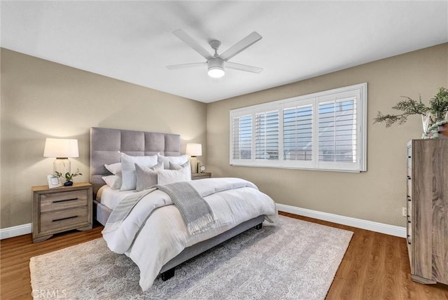 15605 Facilidad St, Hacienda Heights, CA 91745 - bedroom featuring baseboards, wood finished floors, and a ceiling fan