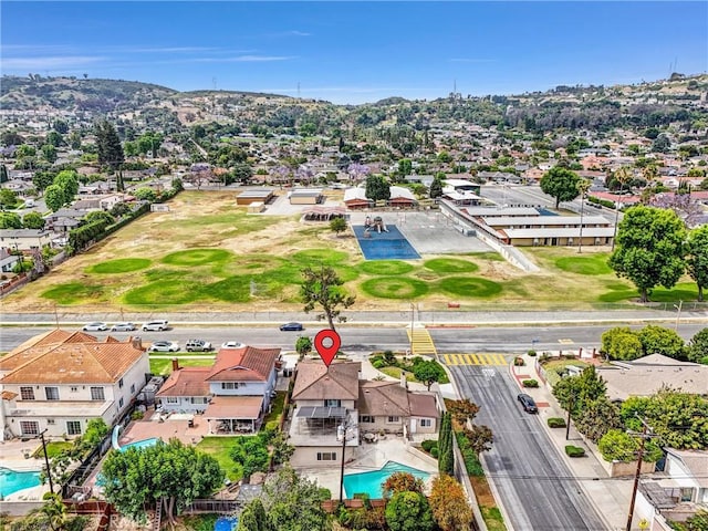 15605 Facilidad St, Hacienda Heights, CA 91745 - aerial perspective of suburban area featuring a pool