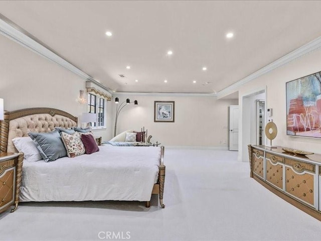 2560 Raleigh Dr, San Marino, CA 91108 - carpeted bedroom featuring ornamental molding and recessed lighting