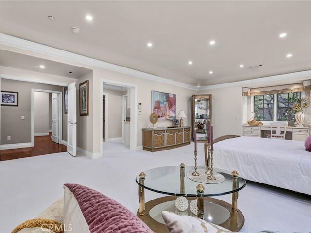 2560 Raleigh Dr, San Marino, CA 91108 - bedroom featuring crown molding, recessed lighting, and baseboards