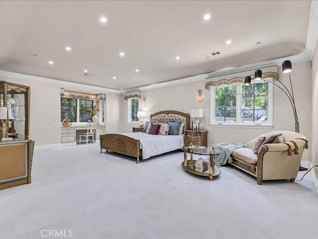2560 Raleigh Dr, San Marino, CA 91108 - bedroom with crown molding, carpet flooring, recessed lighting, and baseboards
