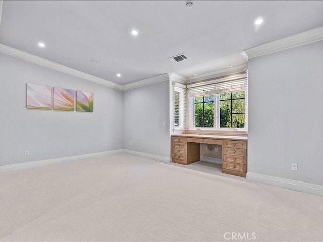 2560 Raleigh Dr, San Marino, CA 91108 - unfurnished living room featuring crown molding, recessed lighting, baseboards, and light carpet