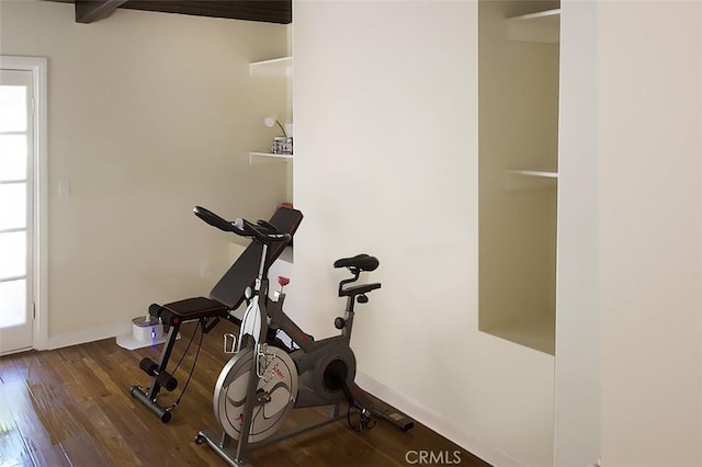 7391 Margerum Ave, San Diego, CA 92120 - exercise area featuring wood finished floors and baseboards